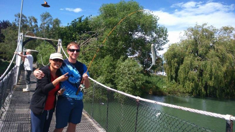 Me and Karl fishing in Kaiapoi River